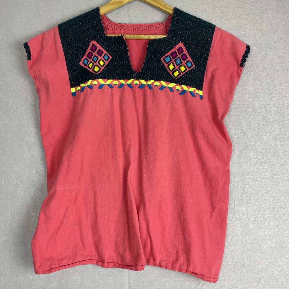 Embroidered Top Colorful Geometric Print Ethnic‎ Blouse Festival Shirt